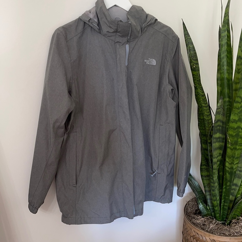 The North Face Gray Hooded Rain Jacket